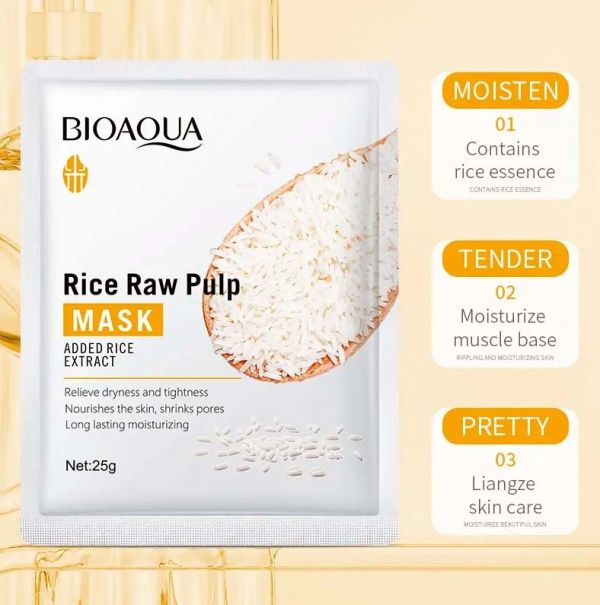 Brightening sheet mask for dull skin with rice extract